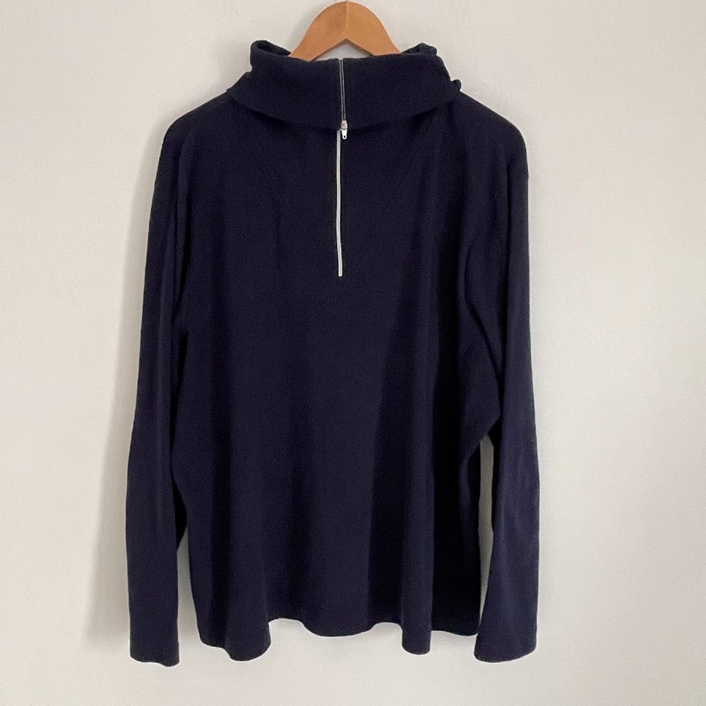 PS Casual Woman Blue 1/4 Zip Long Sleeve Stretch Pullover Top Size 3X